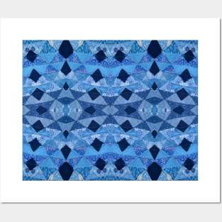 Blue Patchwork Quilt Pattern Posters and Art